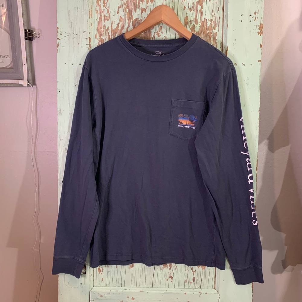 Adult unisex navy blue Vineyard Vines graphic long sleeve tshirt